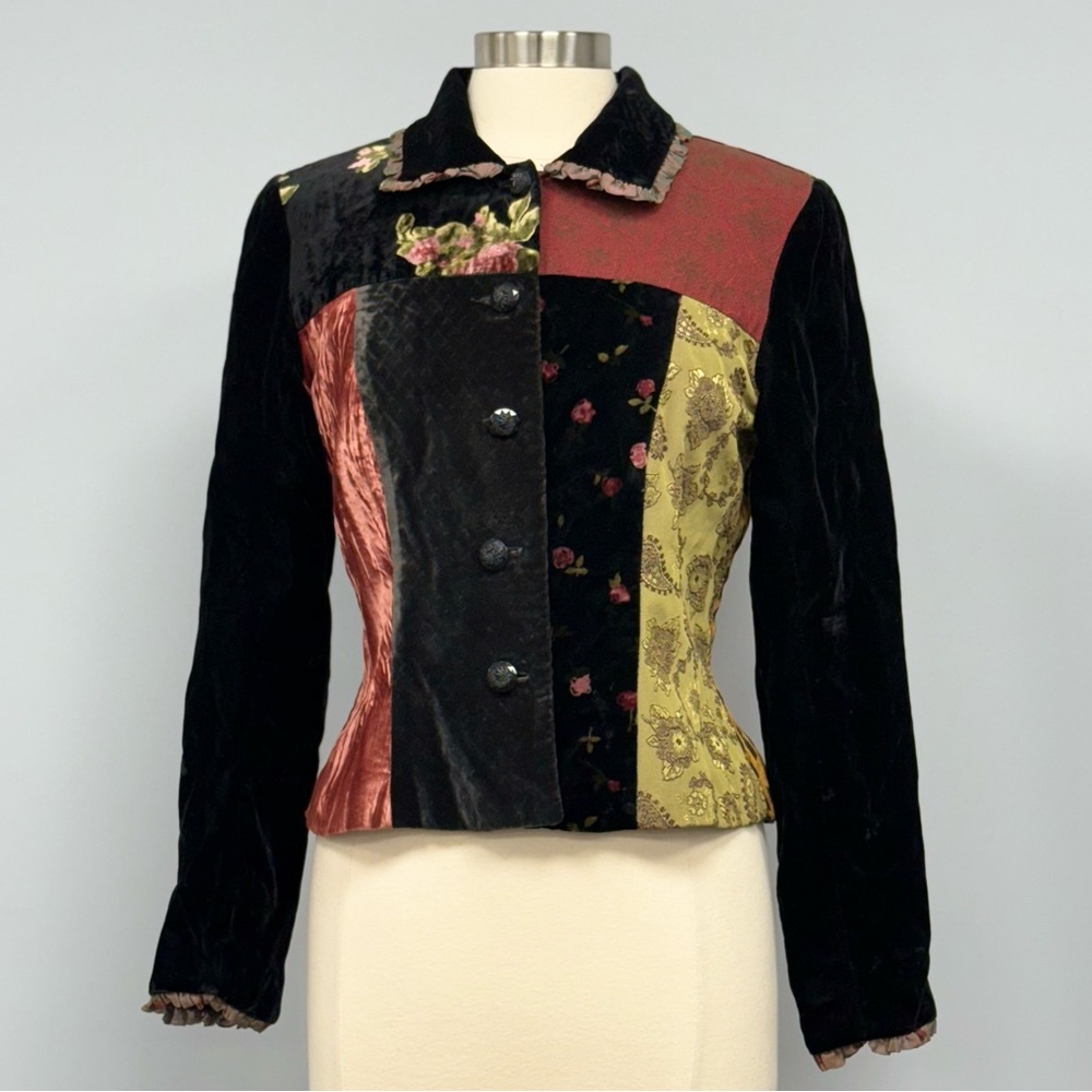 Vintage Velvet Brocade Patchwork Blazer S Bohemian Whimsy Blazer Lucia Lukken